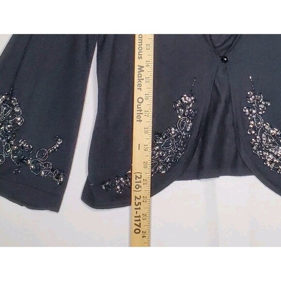 Karen Kane Silk Cashmere Cardigan Large Beaded Romantic Witchy Quiet Luxury - Picture 8 of 13